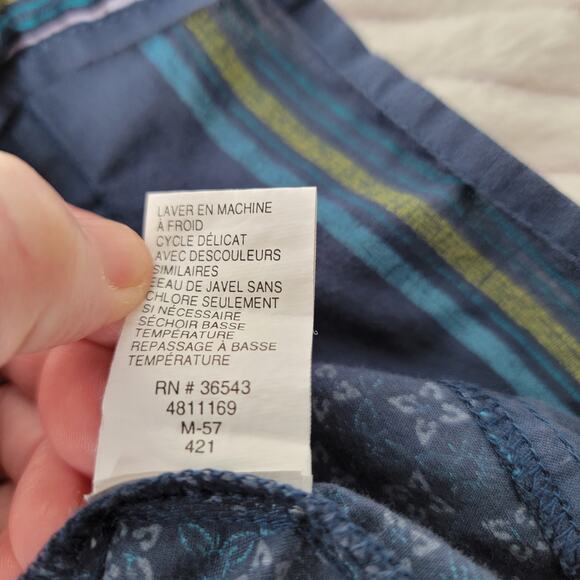 IZOD Boho Crochet(Top) Patchwork Top Size L Tie Front Tassels Blue Flowy Artist - Picture 9 of 9